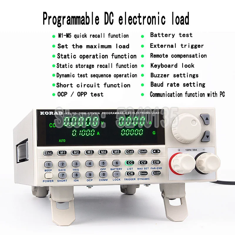 KEL102/KEL103 150W / 300W 120V 30A DC carico elettronico con interruttore Tester di scarica di tensione di capacità della batteria di corrente