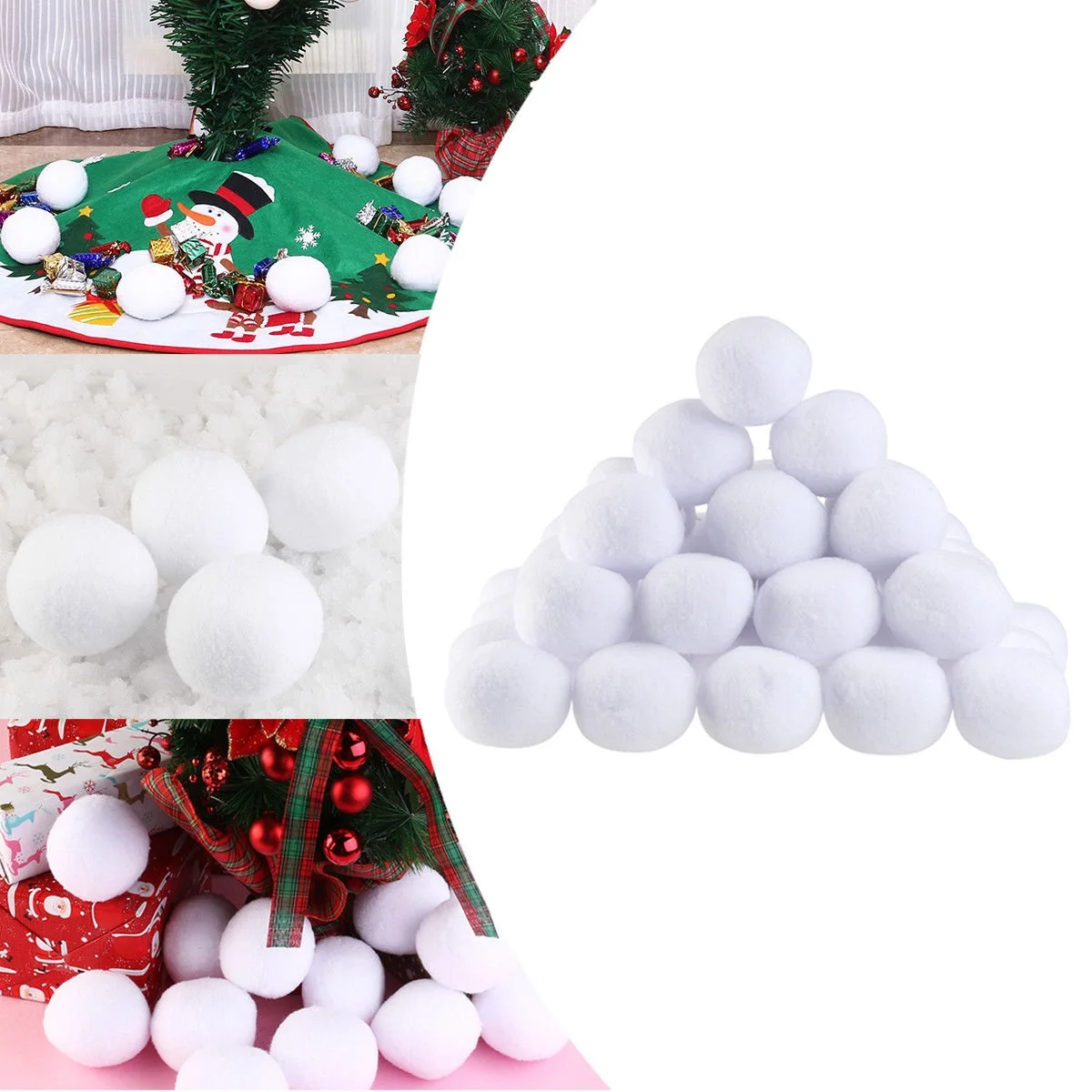 10pcs/set Christmas Snowballs Indoor Xmas Decoration Realistic Soft Plush Snow Balls simulation Ornaments 7cm