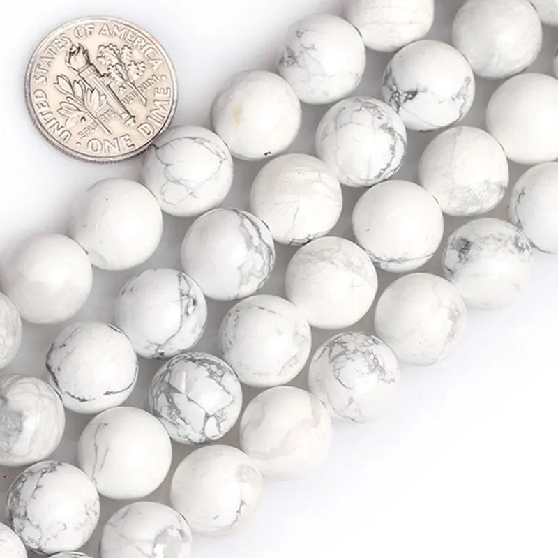 Natural Stone White Howlite Round Loose Beads For Jewelry Making Strand 15\