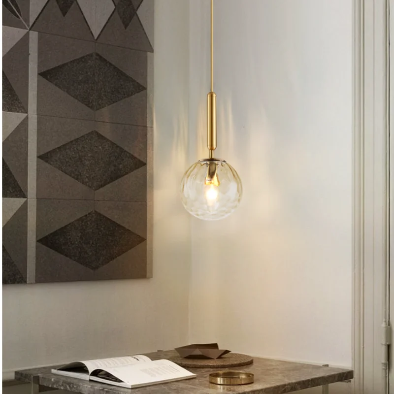 Miira Pendant Light creative glass ball bedroom bedside Nordic linear pendant light personality simple single dining room lamps