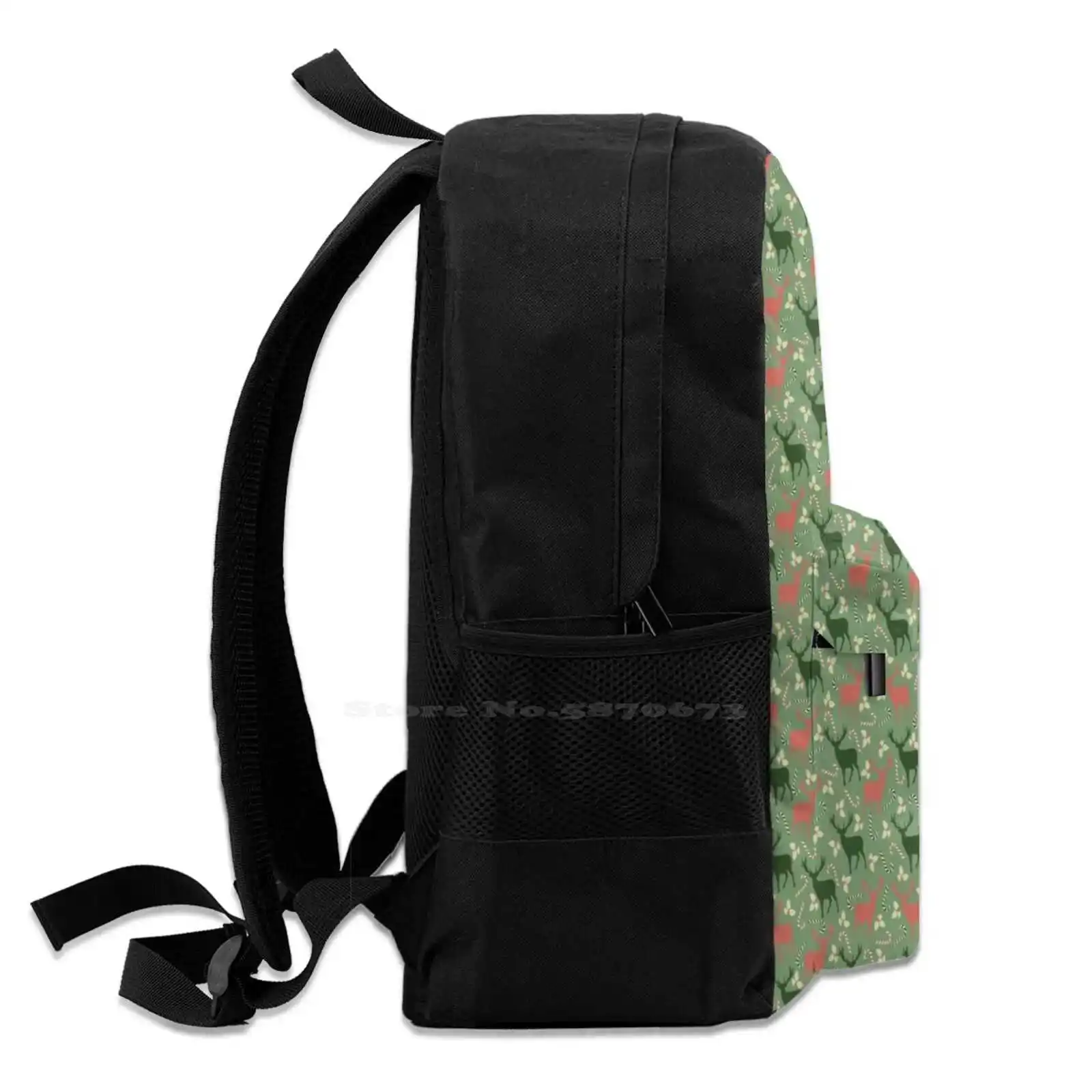 Christmas Deer Patterns Backpack para Família, Bolsa de Viagem, Laptop, Escola, Natal, Família, Moda