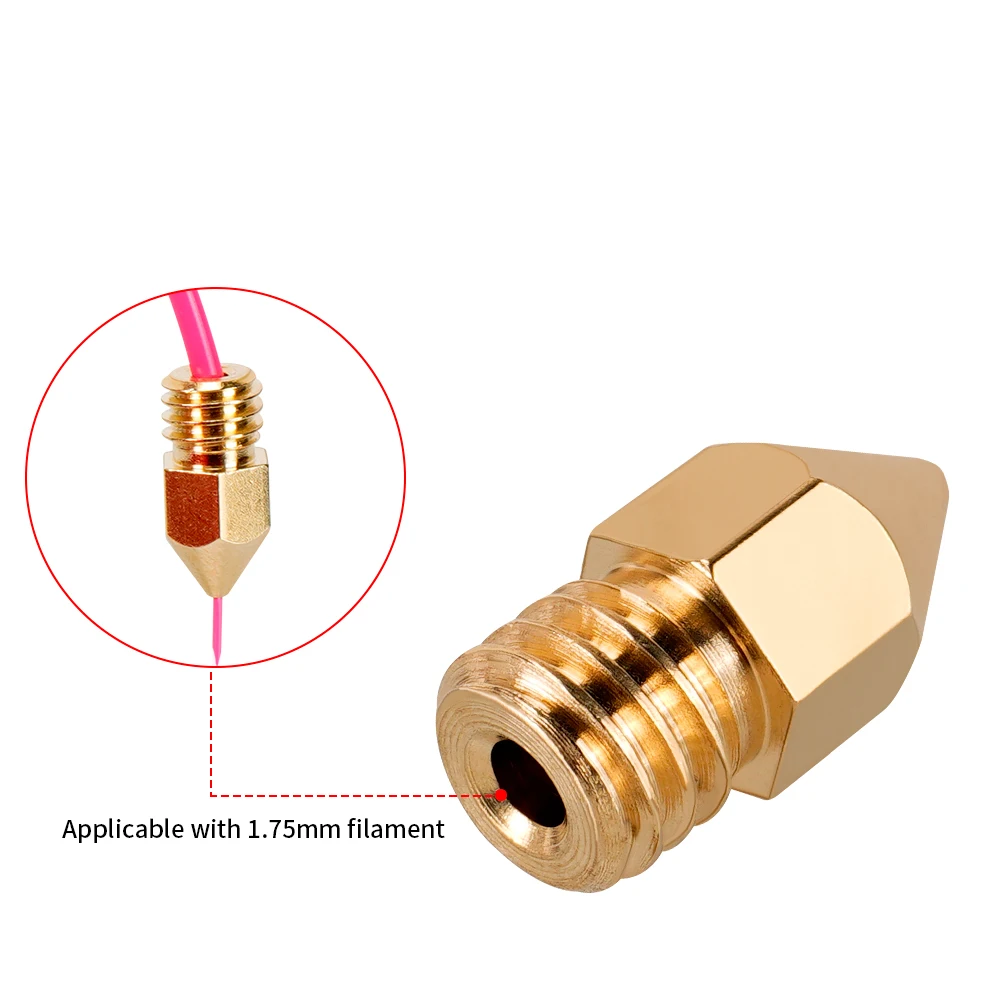 Dysza MK7 MK8 0.4mm 0.3mm 0.2mm 0.5mm miedź części drukarki 3D wytłaczarka gwintowana 1.75mm 3.0mm głowica filamentowa dysze mosiężne