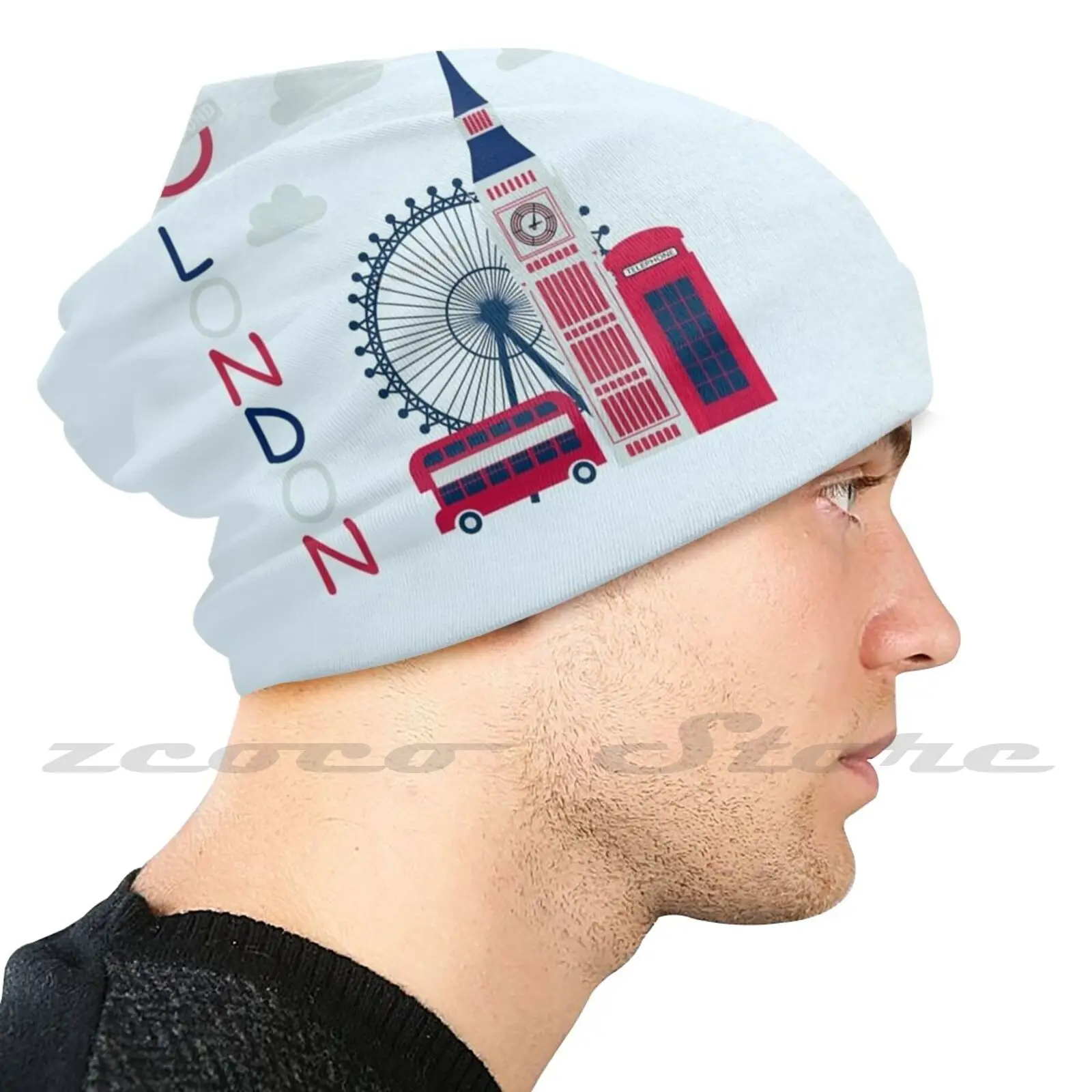 Vintage London Bridge United Kingdom Retro British Souvenir Uk Big Ben Gift Personalized Pattern Knit Hats Plus Size Elastic