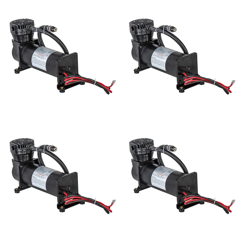 

4pcs Universal DC 12V 480c MAXPOWER 200 PSI OUTLET 3/8 or 1/4 Black Car Air Suspension Compressor / Pump Air Horn Compressor