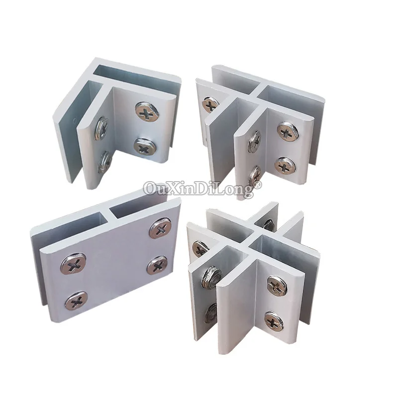 

20PCS 180Degrees 2Ways Aluminum Glass Clamps Double Sides Glass Board Shelves Support Bracket Clips for 2-20mm GF571