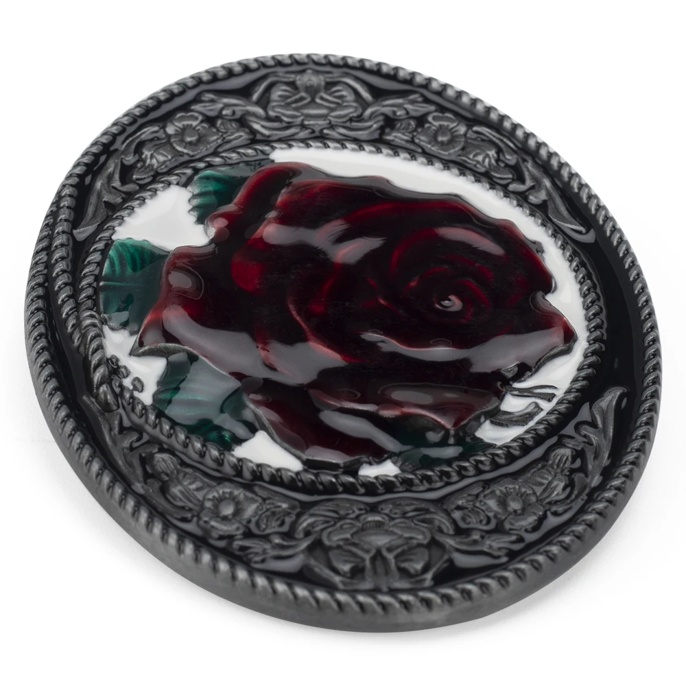 Flower Pattern Belt Buckle Colored Rose