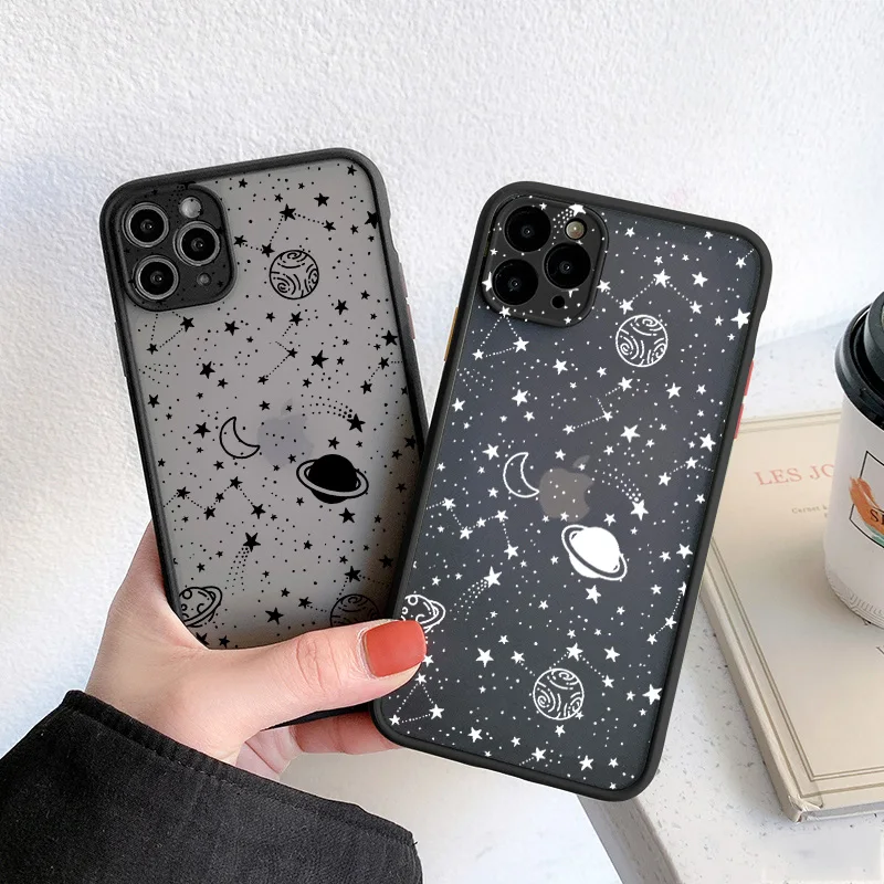 Cartoon Planet Stars Shockproof Phone Case For iPhone 16 15 11 12 13 14 Pro XR XS Max 16 15 7 8 Plus X SE2 Cute Back Cover Coque