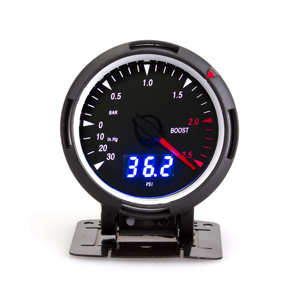 「DRAGON」 60mm Oil Pressure Boost Gauge bar/psi Water Temp Oil Temp Exhaust Temp ℃/℉ Digital Pointer Dual Display Fit for 12V Car