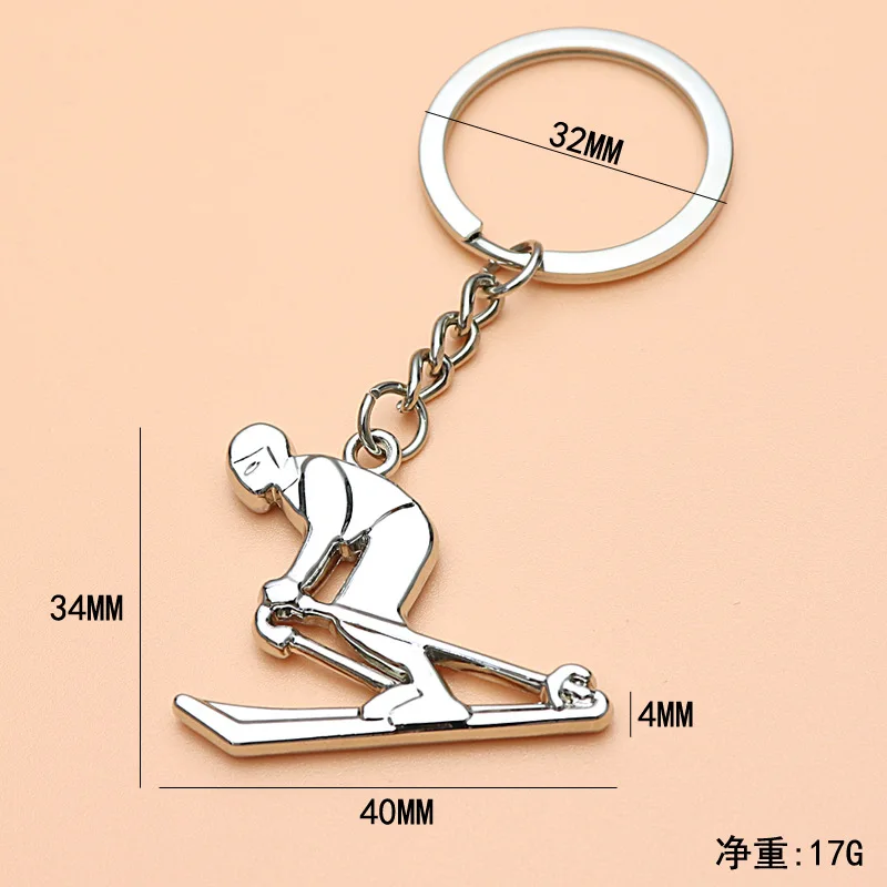 Skifahrer-Schlüsselanhänger Ski-Schlüsselanhänger Auto-Wettbewerb Athleten-Gedenkgeschenk Schlittenfahrten Metall-Schlüsselanhänger K4273 – Detail 1
