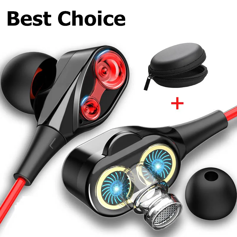 Dual Drive Stereo Wired Earphone In-ear Headset Earbuds Bass Earphones For IPhone 7 Samsung 3.5mm Sport Gaming Headset With Mic