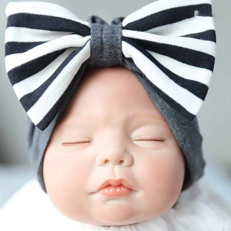 

New Baby Solid Cotton Big Bow Hat Baby Kids Headbands Soft Multi Colors Warm Cat Turban Children Hair Accessories