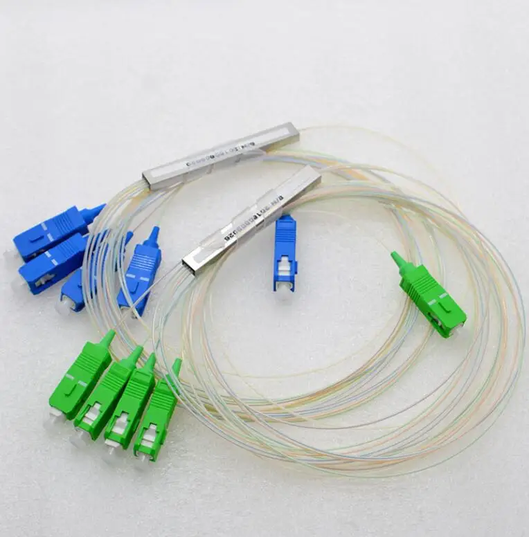 

30pcs/packing 0.9mm Steel Tube Fiber Optic PLC Splitter 1x4 SC/UPC SC/APC Mini Connector free shipping