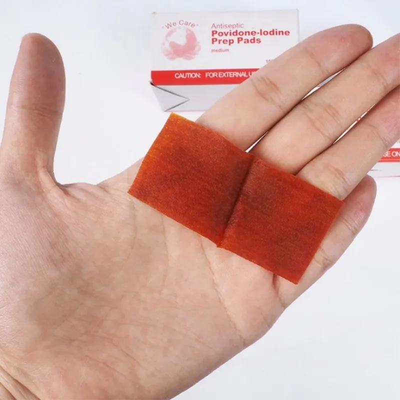 200Pcs 6x3cm Einweg Jodophor Nass Wischen Medizinische Desinfektion Jod Baumwolle Blatt Wunde Antiseptische Haut Sauber