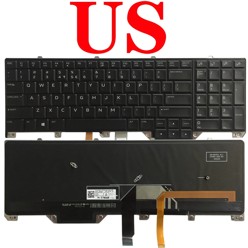 Teclado para portátil DELL Alienware 17 R4 17 R5, con retroiluminación US/0ND5TJ PK1326T1B01 NE/0YFWP0 PK1326T1B24