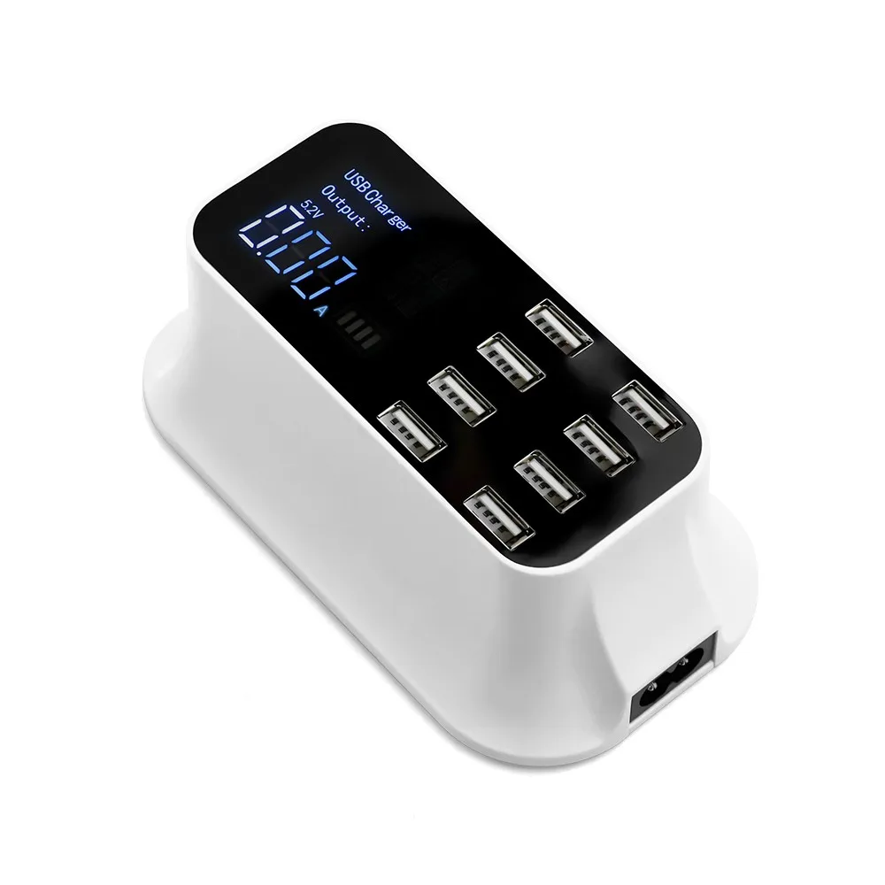 Multiple USB Charger 40W with 8 USB Ports LCD Display Multiple Protection Desktop Charging Station Compatible