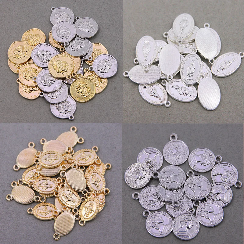 10pcs Vintage Matte Geometric Portrait Earring Accessories Charms Diy Coin Maria Bracelet Necklace Make Pendant Jewelry