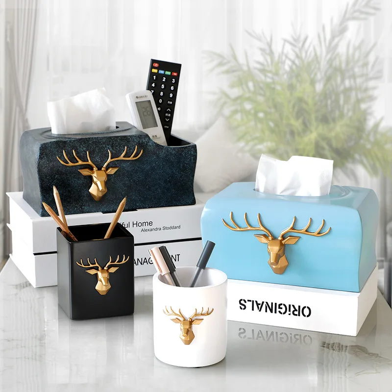 

Instagram Style Paper Holder Resin Paper Box Living Room Kitchen Multifunctional Tissue Box Pen Holder Wedding Gift PH21021103
