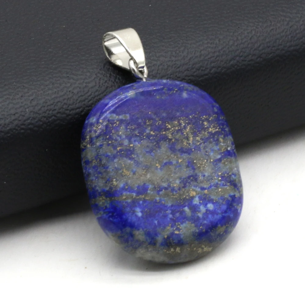 Natural Stone Lapis lazuli Pendants Flat Round Shape Charms for Jewelry Making DIY Women Necklace Earring Accessories