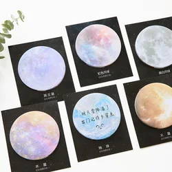 Creative Space Planet Sticky Notes Earth Moon Memo Pads Round Star Stickers