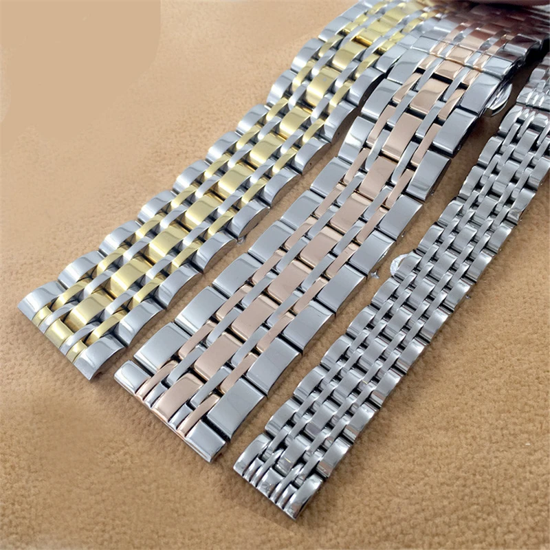 12 14 15 16 17 18 19 20 21 22 23 24mm Watch Band Solid Stainless Steel Watch Strap Butterfly Buckle Replacement Metal Bracelet