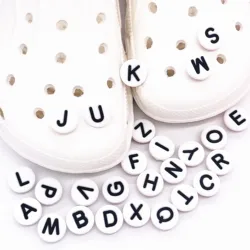 Single Letter 1Pcs Word Solid Color Silicone Shoes Button Accessories Shoe Decoration DIY Wristband Kids X-mas Gift