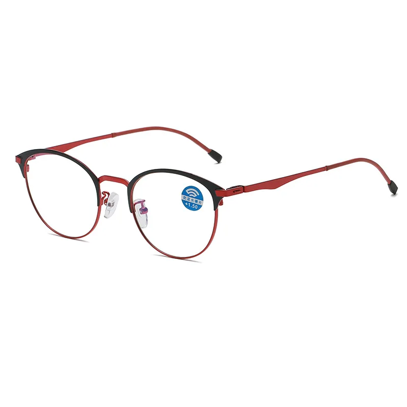 

Ultralight Red Alloy Round Reading Glasses Flexible Screwless Anti-blue Magnifier Anti-fatigue Presbyopic Eyewear