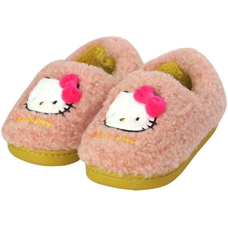 Hello Kitty Children's New Cotton Slippers For Girls Autumn And Winter Indoor Warm Non-slip Cartoon Cute Baotou Baby Slippers