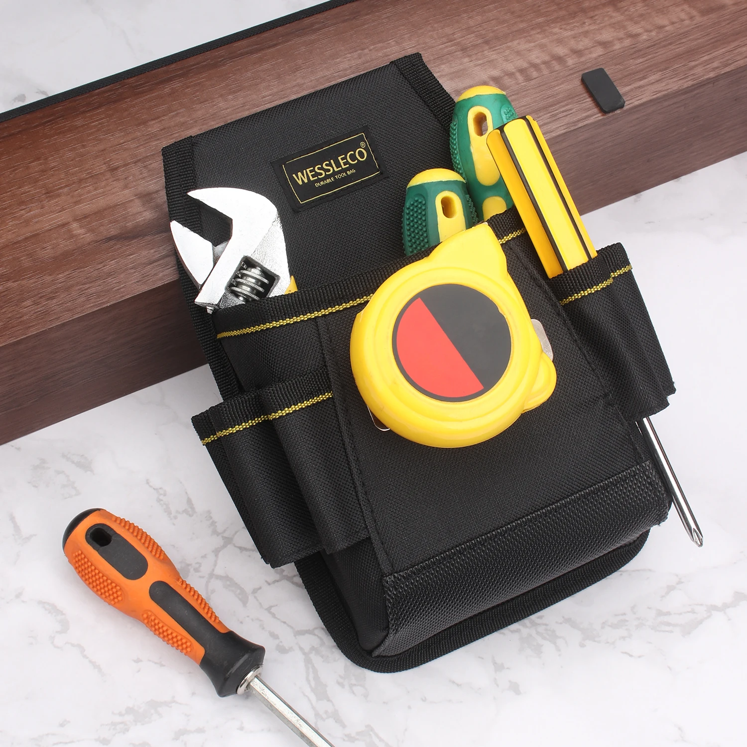 WESSLECO Tool Storage Bag for Electrician Technician Waist Pocket Pouch With Belt Screwdriver Holder