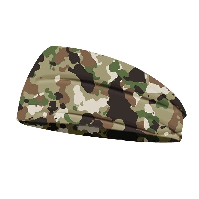 Camouflage Print Men Elastic Yoga Headband Sport Running Sweatband Outdoor Gym Hair Band Turban Fitness Bandage Sweat Bands