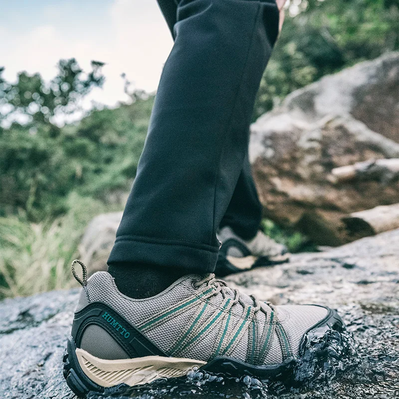 HUMTTO-zapatos de senderismo transpirables para hombre, zapatillas de cuero para caza, Trekking, escalada, exteriores, verano, 2021