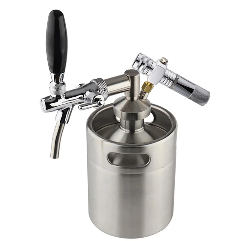 5L Mini Beer Keg Home Brewing Beer Growler,Stainless Steel Premium Kegs Mini Kegerator Craft Beer Dispenser Use 8g CO2 Cartridge