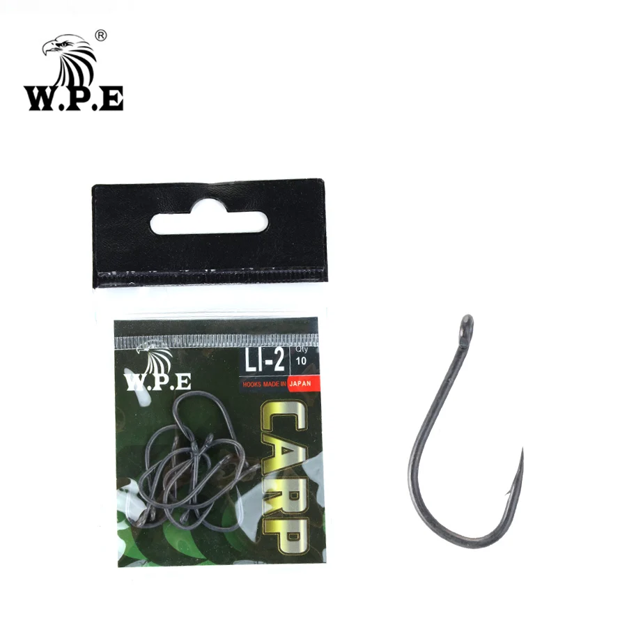 

W.P.E Fishing Tackle Barbed Hook Coated Fishing Hooks 3packs 2#/4#/6#/8#/10#Carp Fishing High-Carbon Steel Accessories