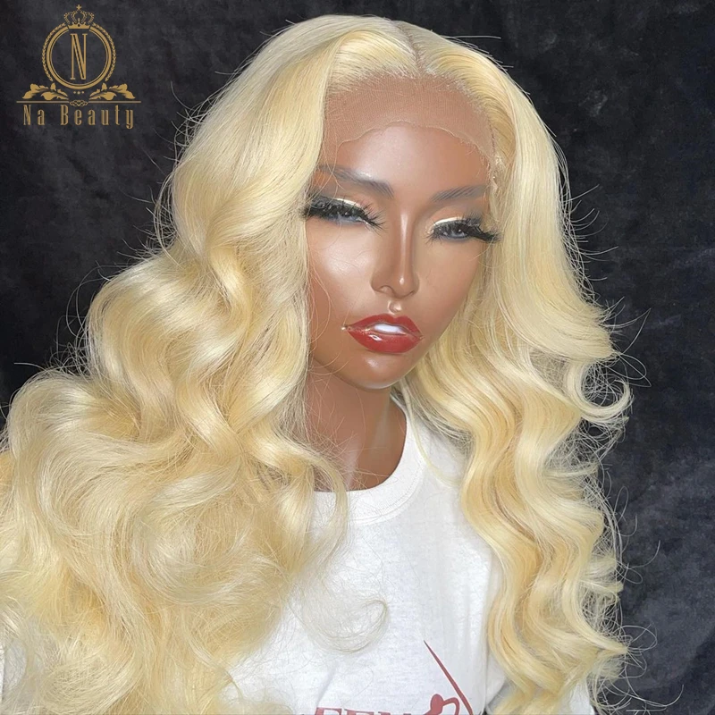 

Honey Blonde HD Transparent Lace Human Hair Wig Body Wave Pre Plucked 613 T Part Lace Human Hair Wigs For Black Women Nabeauty