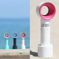 Zero 9 USB Rechargeable Portable Bladeless Fan Handheld Mini Cooler No Leaf Handy Fan With 3 Fan Speed Level LED Indicator