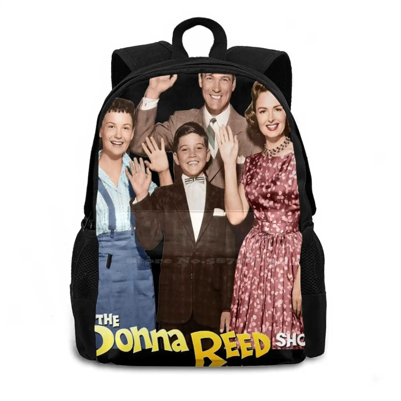 Donna Reed Cast Tribute T-Shirt Pattern Design Laptop Travel School Bags Donna Reed Cast Tribute