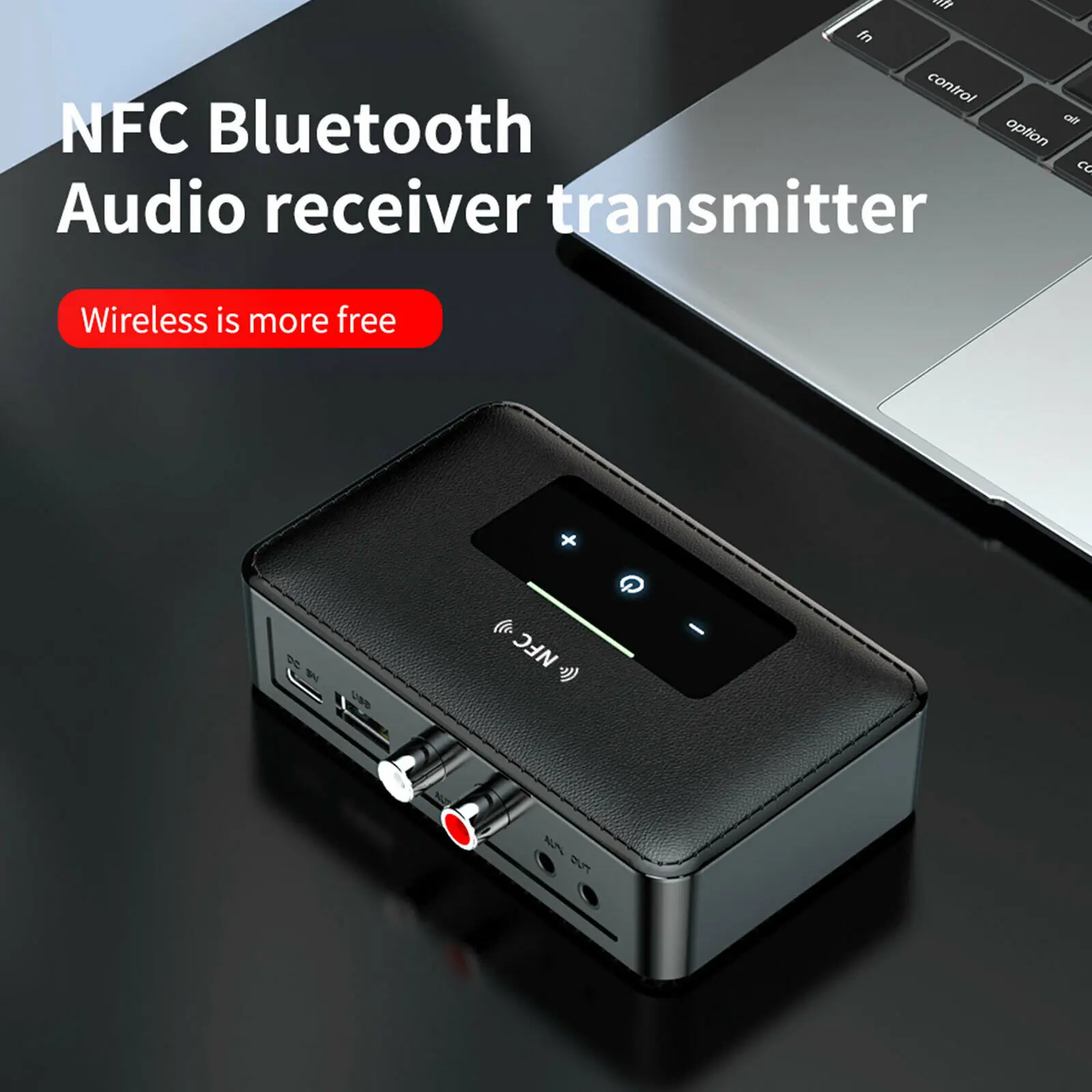 Bluetooth 5 0 Audio Adapter Wireless Transmitter Receiver NFC Enabled Audio Transmitter Receiver  Black