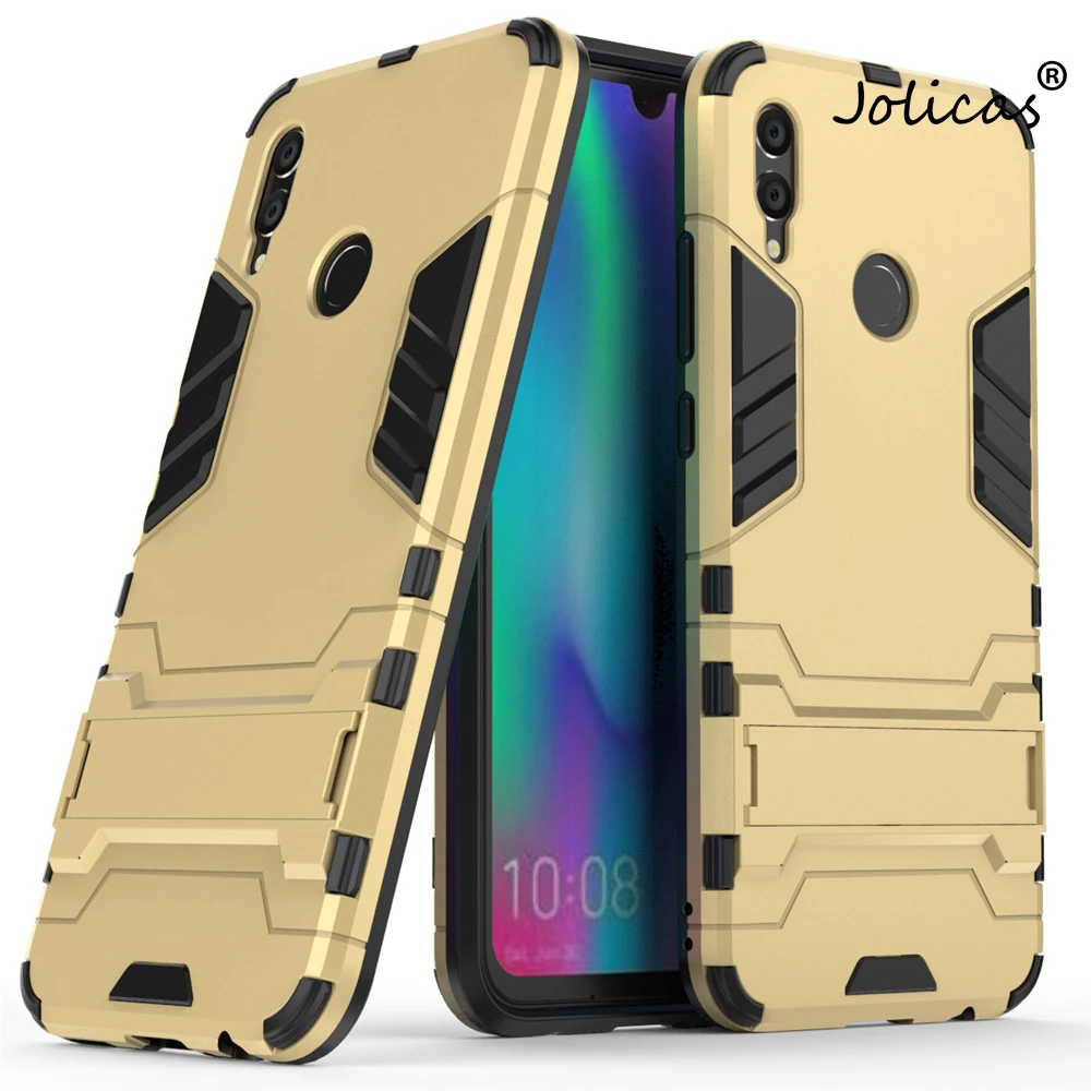 For Huawei Honor 10 Lite Case Cover Luxury Iron Man Stand Case Hard Armor+Soft Silicone TPU Cover for Huawei Honor 10 Lite