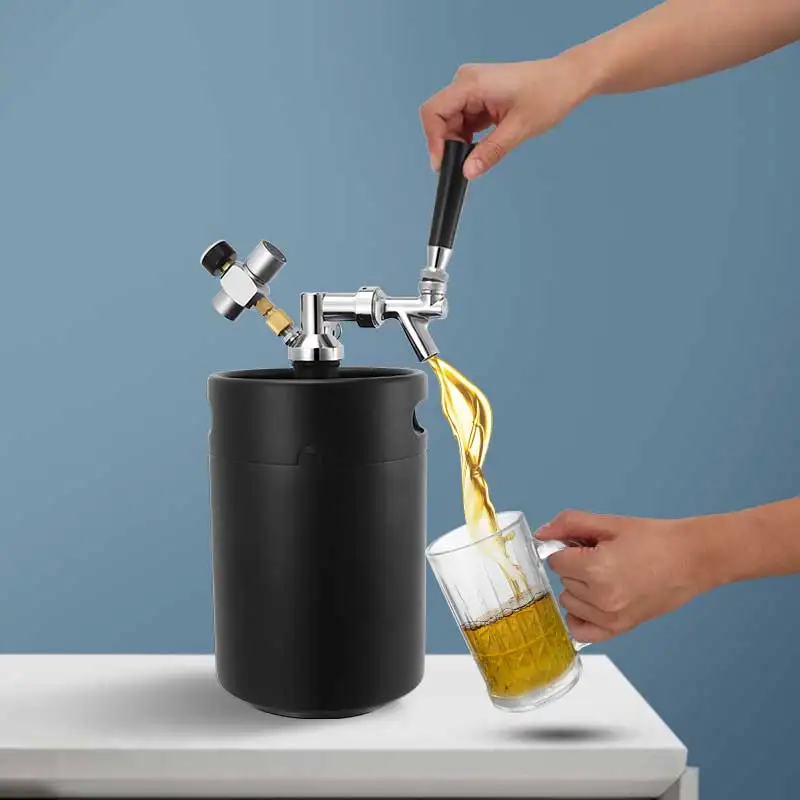 Pressurized Keg System 5L Mini Keg Growler & Beer Faucet & Co2 Regulator Portable Draft Beer Dispenser