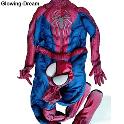 High Quality Muscle Padding Aamazing Spider Cosplay Costume With Relif Logo