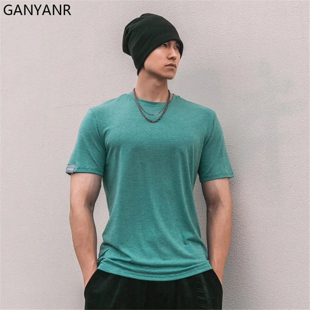 GANYANR Running T-shirt Dry Fit Man Sport Fitness Sportswear Crossfit Training Football Jersey Workout Gym Bodybuilding Exercise