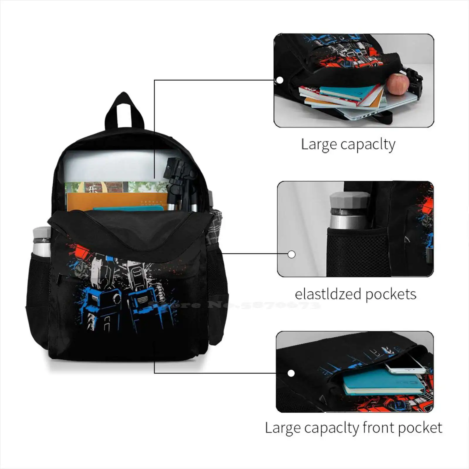 Bolsas escolares Splatter Prime para niñas adolescentes, bolsas de viaje para portátil, Anime, Autobots, broma, Robot japonés Power