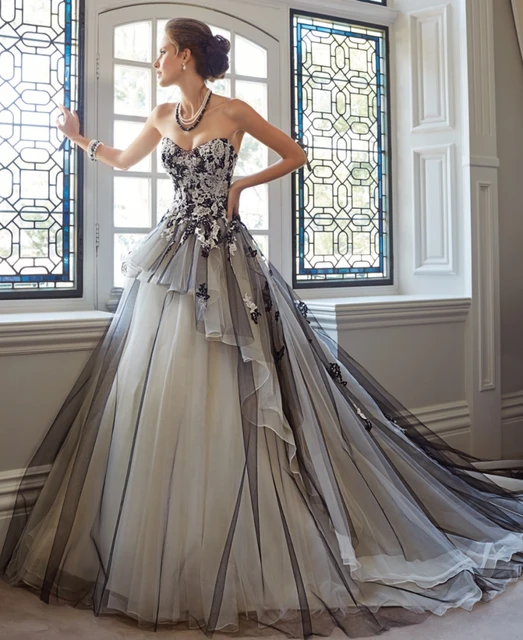 Romantic Ball Gown Bridal Black And White 2018 Lace Vestido De Novia Bridal Gowns Robe De Mariage Mother Of The Bride Dresses Mother Of The Bride Dresses AliExpress