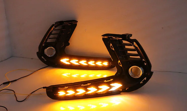 eOsuns led drl daytime running light for hyundai elantra with Dynamic moving yellow turn signal and blue night light