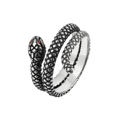 1 Pcs Stereoskopischen Neue Retro Punk Übertrieben Schlange Ring Mode Persönlichkeit Schlange Mit Red Eye Schmuck Als Freund Geschenk 264