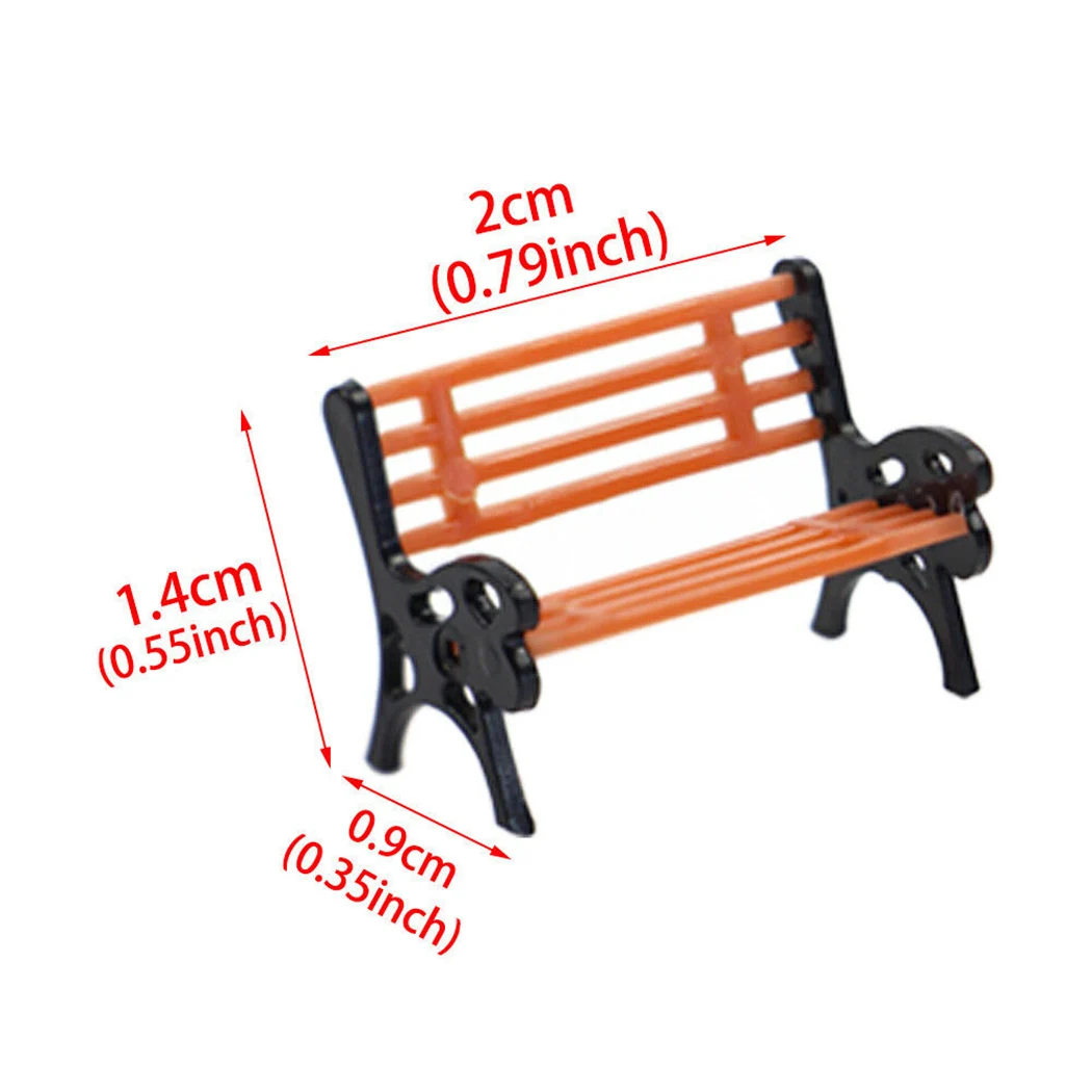 10pcs 1:87 Park Bench Chair Model Dollhouse Miniature Bench Settee Scene Layout Furniture Toys Park Chair