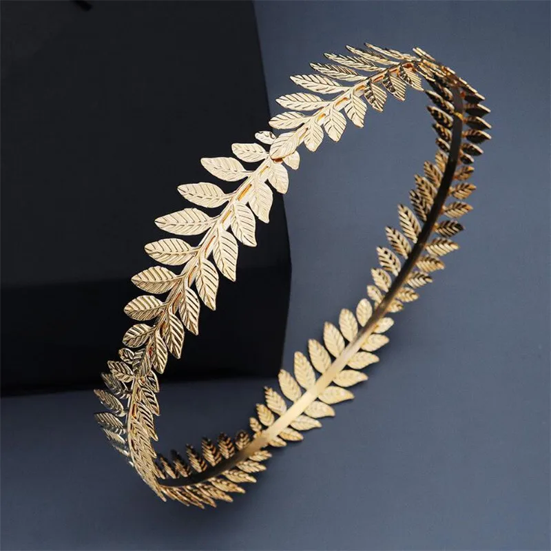 Round Hair Band Baroque Vintage Golden Olive leaves Tiaras Crown Bridal Wedding Headdress Brides Hair Jewelry Accessories