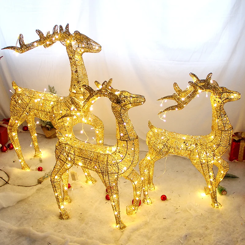 Christmas ornaments golden deer cart elk ornaments Christmas tree scene shopping mall hotel window elk decoration supplies