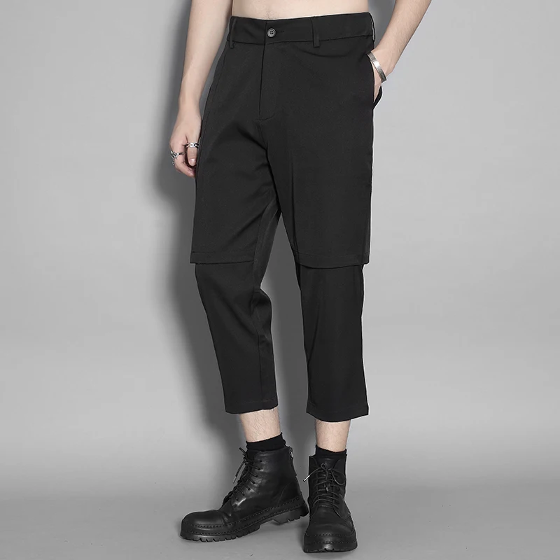 Gangfengqiuzhuang dark personality three-dimensional cutting and stitching slim matching trousers men's casual pants