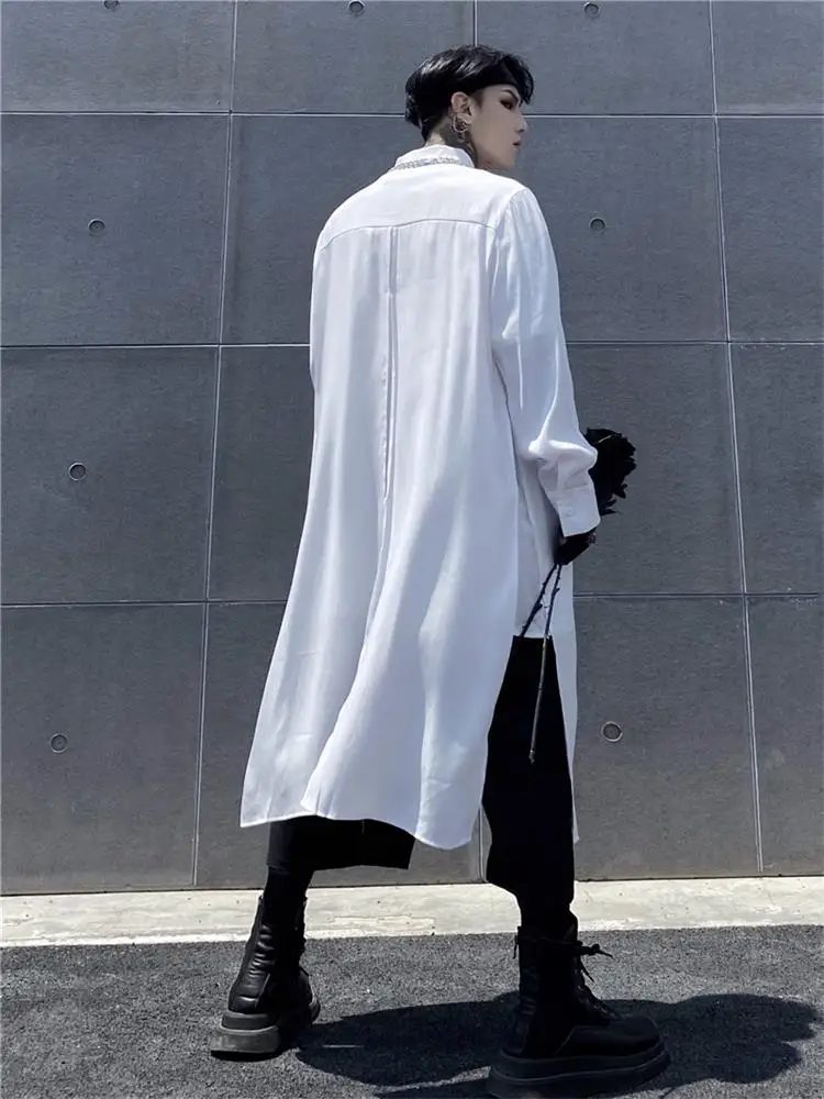 Men's Long-Sleeve Shirt Spring And Autumn New Personality False Two Party Runway Fashion Trend Large Size Shirt