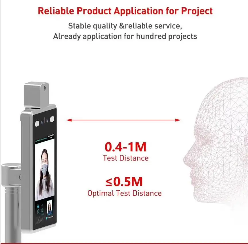 7 Inch Temperature Indicator with Dynamic Face Recognition Time Attendance & Access Control System for Employees